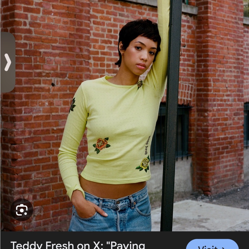 Teddy Fresh Light Yellow Floral Embroidered Top